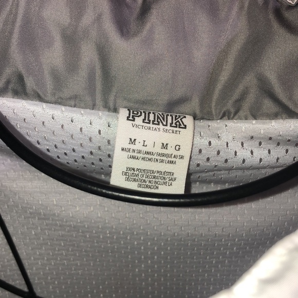 PINK Victoria’s Secret wind break jacket size M-L light weight white/gray active - Picture 5 of 8